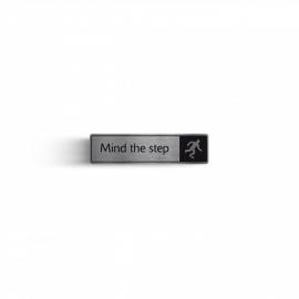 Mind The Step - Symbol & Text - Door Sign - Silver - 18cm (7&quot;)