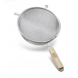 Strainer - Double Mesh with Wooden Handle - Tinned Metal  - 19.7cm (7.75&quot;)