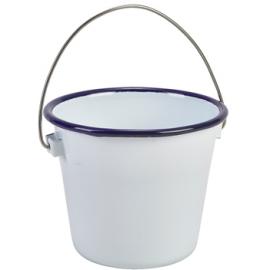 Serving Bucket - Enamel - White with Blue Rim - 11cm (4.25&quot;) - 50cl (17.5oz)