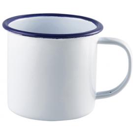 Beverage Mug - Enamel - White and Blue Rim - 36cl (12.5oz)