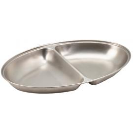 Vegetable Dish - Oval - 2 Division - Stainless Steel - 30cm (12&quot;)
