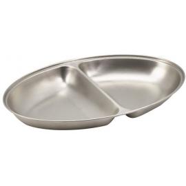 Vegetable Dish - Oval - 2 Division - Stainless Steel - 35cm (14&quot;)