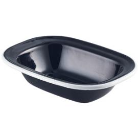 Pie Dish - Enamel - Oblong - Black with White Rim - 24cl (8.4oz)