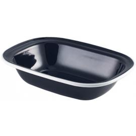 Pie Dish - Enamel - Oblong - Black with White Rim - 51cl (18oz)