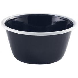 Deep Pie Dish - Round - Enamel - Black with White Rim - 50cl (17.5oz)