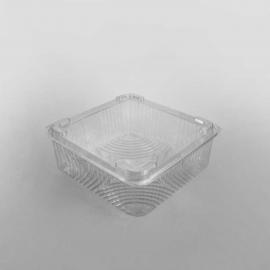 Food Container - Square - Hinged Lid - Clear Plastic - 2000cc (70.4oz)