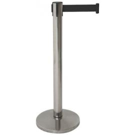 Barrier Post With 2m Retractable Belt - Stainless Steel - Black - 91cm (35.8&quot;)