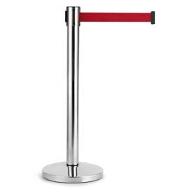 Barrier Post With 2m Retractable Belt - Stainless Steel - Red - 91cm (35.8&quot;)