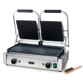 Contact Grill - Double - Ribbed Top & Smooth Bottom - Stainless Steel - Hendi