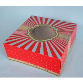 Decorative Food Box - Square - with Clear Window - Multicoloured - 25.4cm (10")