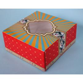 Decorative Food Box - Square - with Clear Window - Multicoloured - 17.8cm (7&quot;)