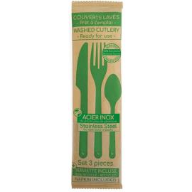 Takeaway Cutlery Set - 4 in 1 - Stainless Steel (Knife Fork Spoon & Napkin)