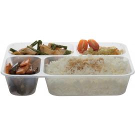 Microwavable Food Container - Rectangular - No Lid - Clear Plastic - 4 Compartment