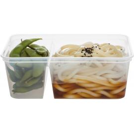 Microwavable Food Container - Rectangular - No Lid - Clear Plastic - 2 Compartment