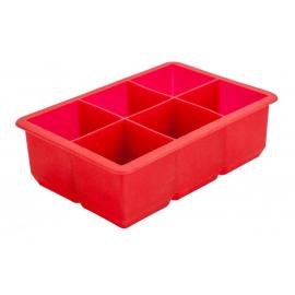 Ice Cube Mould - 6 Cavity - Square - Silicone - Red - 5cm (2&quot;)