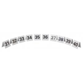 Table Numbers - Tent Sign - 31-40 - Black on Silver - Perspex