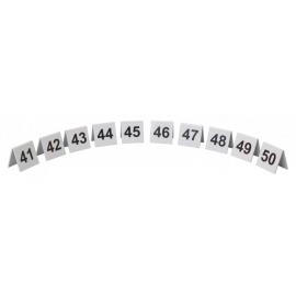 Table Numbers - Tent Sign - 41-50 - Black on Silver - Perspex