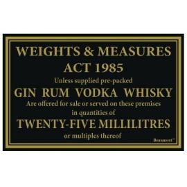 Weights & Measures Act - Beaumont&#8482; - 25ml Spirits Sign