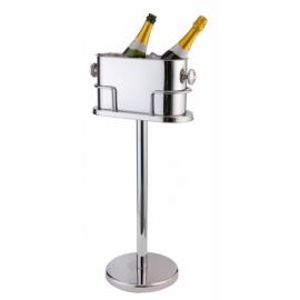Wine Cooler - Deluxe Double Champagne & Wine with Stand - Stainless Steel - Two Bottles