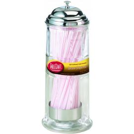 Straw Dispenser - Glass with Chrome Plated Top - 11cm (4.3&quot;)