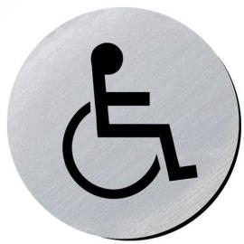 Disabled Symbol - Door Sign - Silver Metallic - Round - Black on Silver - 7.5cm (3&#39;&#39;)