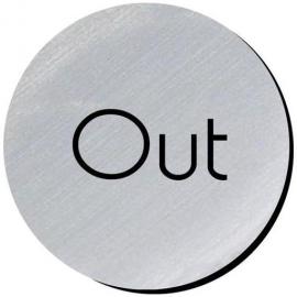 Out Sign - Silver Metallic - Round - 7.5cm (3&#39;&#39;) dia