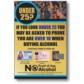 Under 25 - Proof of Age Sign - Unframed - Gold