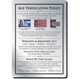Under 25 Age Verification Policy  - Warning Sign - Brushed Metal
