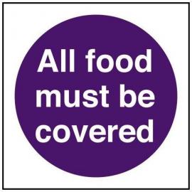 All Food Must Be Covered Sign - Square - Self Adhesive