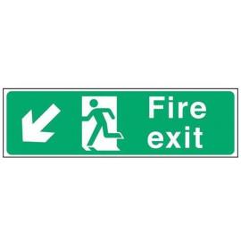 Fire Exit - Arrow Down Left Sign - Self Adhesive - Mileta - 45cm (18&#39;&#39;)