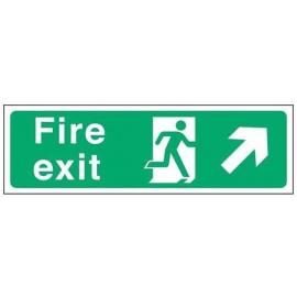 Fire Exit - Arrow Up Right Sign - Self Adhesive - Mileta - 45cm (18&#39;&#39;)