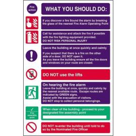 Fire Sign - What You Should Do - Self Adhesive - 30cm (12&#39;&#39;)