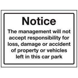 No Responsibility Car Park Sign