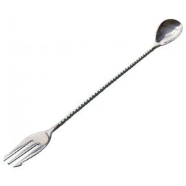 Cocktail Mixing Spoon with Fork End - Stainless Steel  - 30cm (12&quot;)
