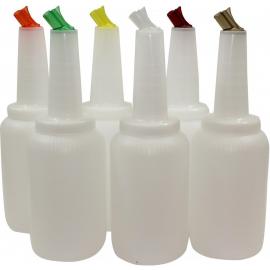 Mix, Store and Serve Bottle - Polyethylene - Pourmaster&#174; - Assorted Colour Caps - 1.9L (4 pints)