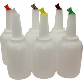 Mix, Store and Serve Bottle - Polyethylene - Pourmaster&#174; - Assorted Colour Caps - 3.8L (8 pints)