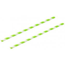 Smoothie Straw - Paper - Green & White Stripe - 23cm (9&quot;) x 10mm