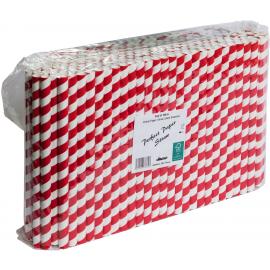 Smoothie Straw - Paper - Red & White Stripe - 23cm (9&quot;) x 12mm