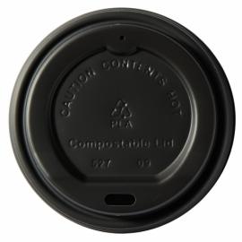 Sip Through Lid - Coffee Cup - Compostable - Black - 8oz (24cl) Cups - 80mm dia