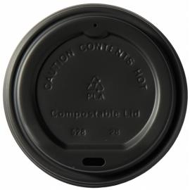 Sip Through Lid - Coffee Cup - Compostable - Black - 10-12-16oz (28-34-45cl) Cups - 90mm dia