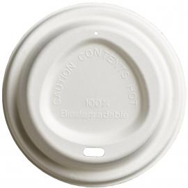 Sip Through Lid - Coffee Cup - Compostable - Bagasse - White - 12-16oz (34-45cl) - 90mm dia