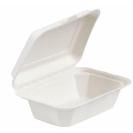 Meal Box - 1 Compartment - Natural Fibre - Bagasse -  White - 18cm (7&quot;)