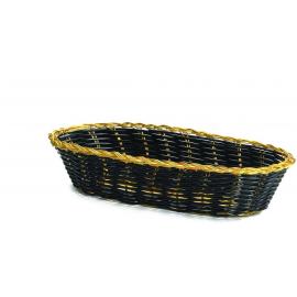 Oblong Basket - Handwoven - Polypropylene - Black with Gold Metal Trim - 23cm (9&quot;)
