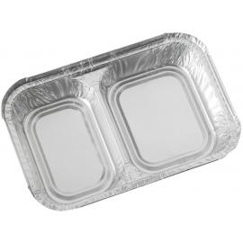 Foil  Food Tray - Two Compartment - Oblong -  Aluminium Foil