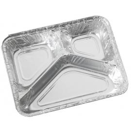 Foil Food Tray - Three Compartment - Oblong -  Aluminium Foil