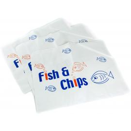 Paper Bag - &quot;Fish & Chip&quot; Print Design - 35.5cm (14&quot;)