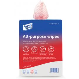 Cleaning Cloth - All Purpose - In Dispenser Box - Red  - 37cm (14.5&quot;) - 200 Wipes