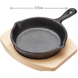 Cast Iron Fry Pan with Board - Mini - Round - Artes&#224; - 11cm (4.33&quot;)