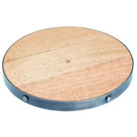 Round Serving Board - Zinc Banded - Reclaimed Wood - 20cm (8&quot;)