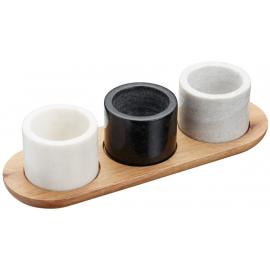 Serving Bowl Set - 4 Piece - Wood & Marble - Artesa - 30x10cm (12x4&quot;)